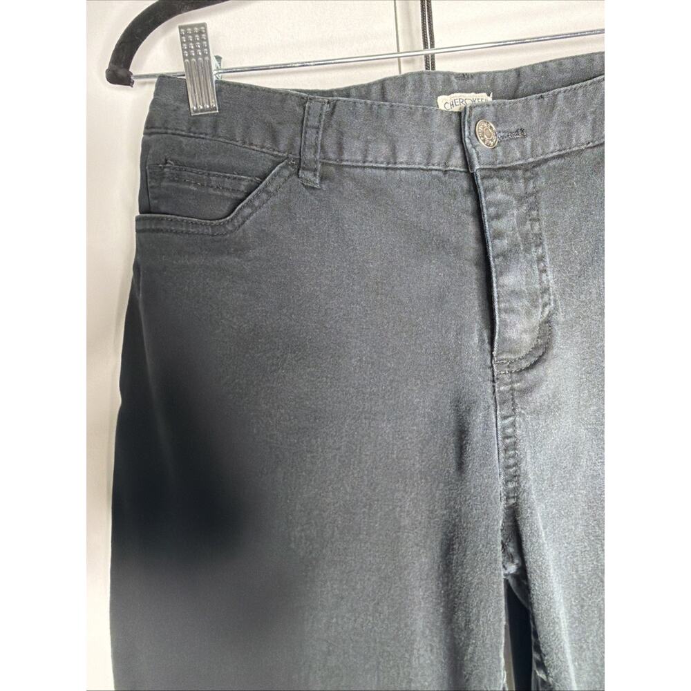 Women's Cherokee Stretch Cotton BlendCropped Pants Size 6 Black 5 Pocket Style - Picture 3 of 9